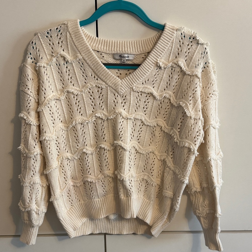 Madewell Cream V-Neck Sweater